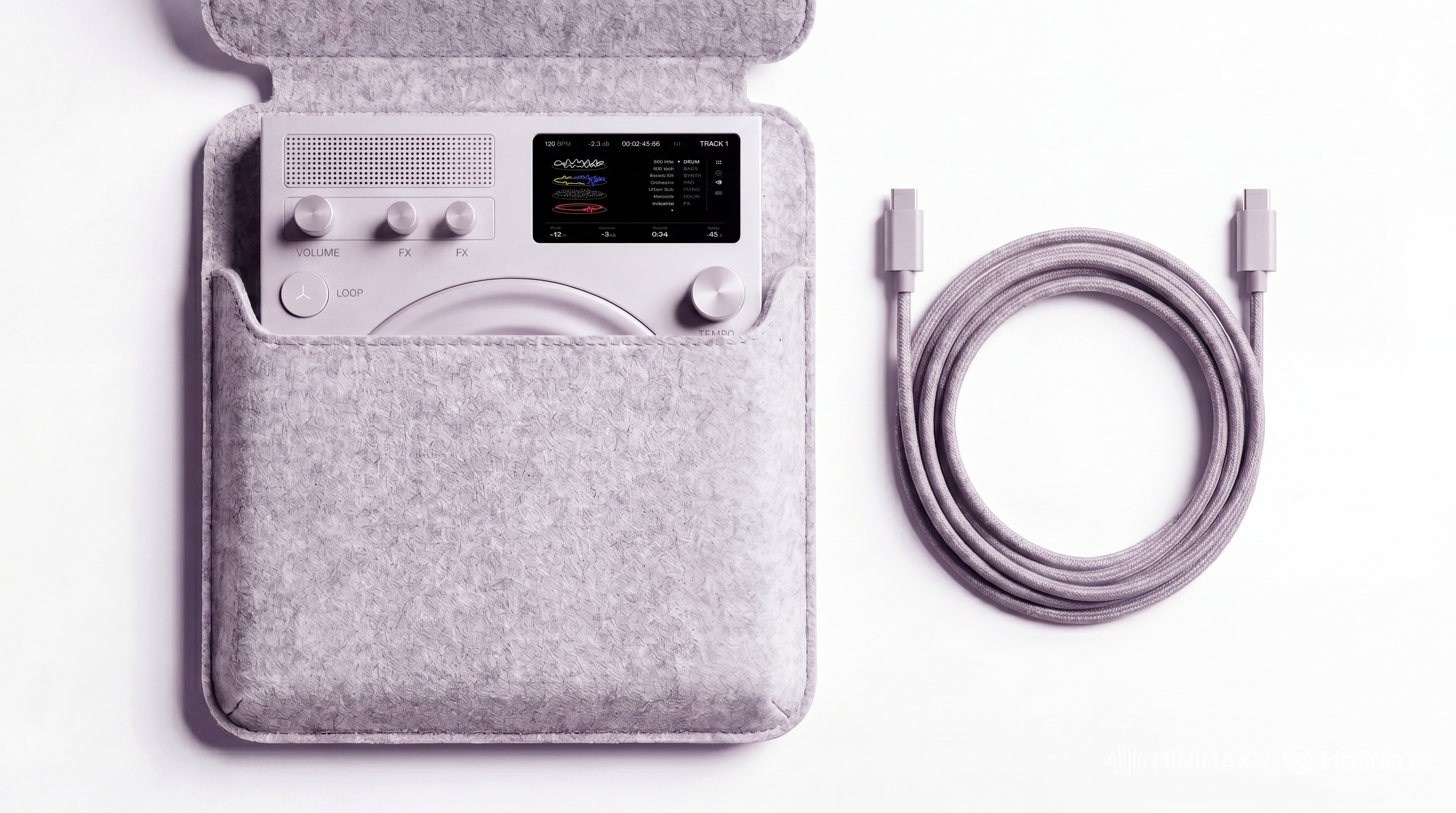 LAYR in felt case with USB cable