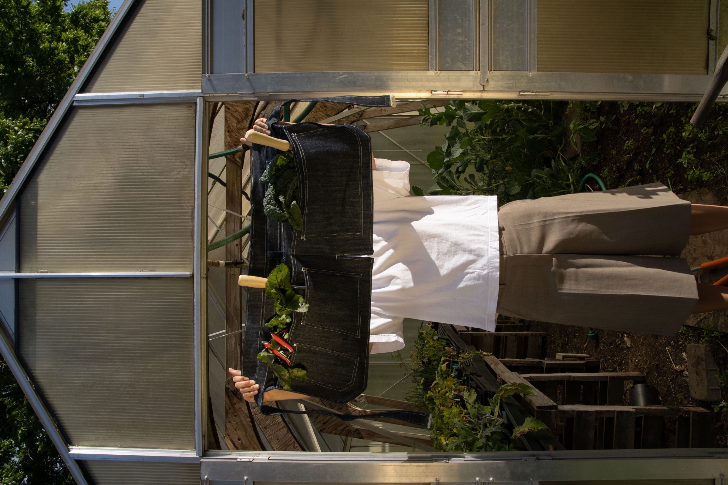 Indigo worn while gardening