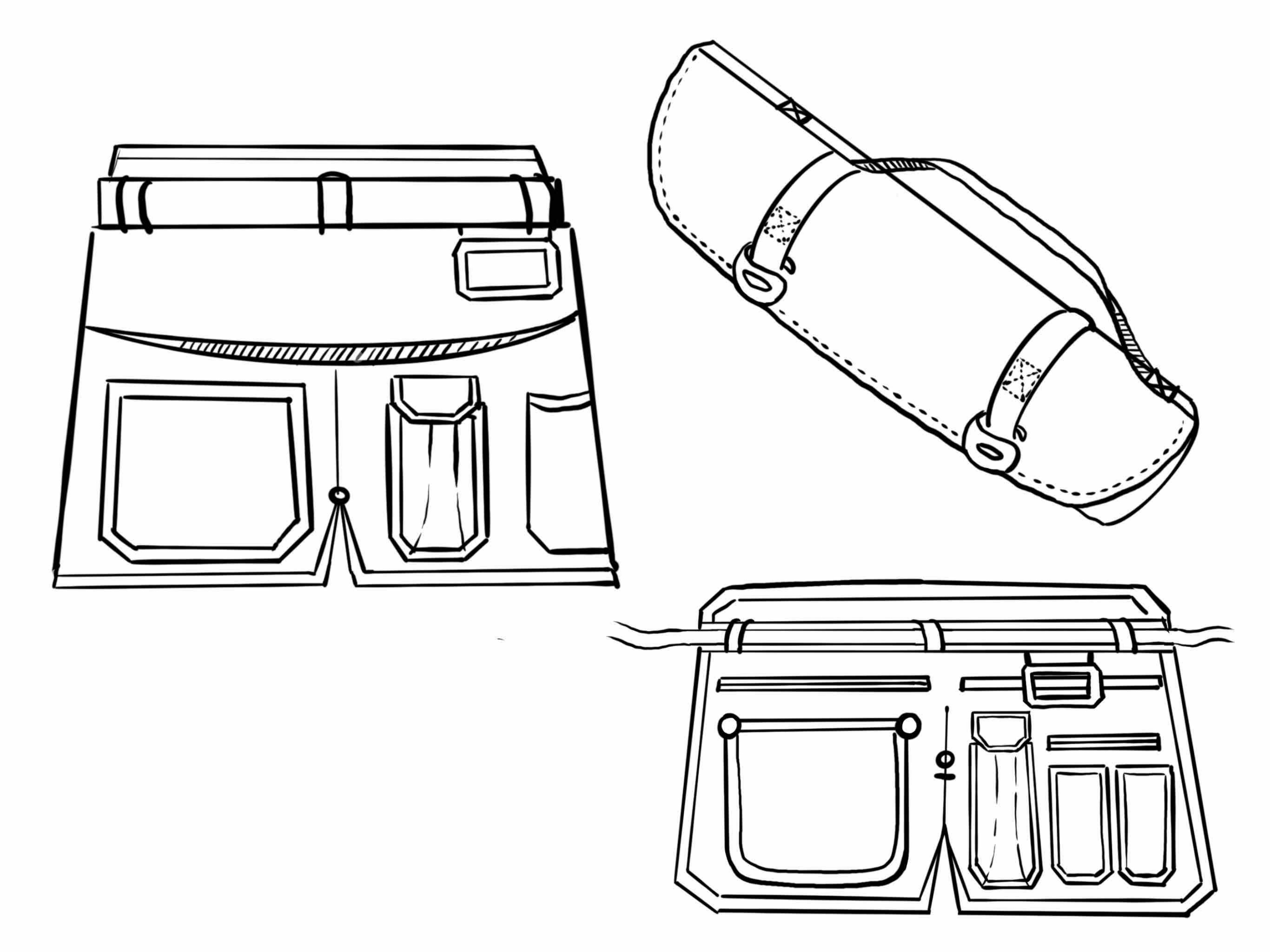 Detailed product sketches